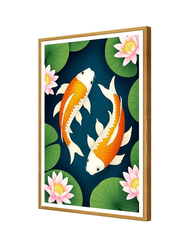 Cartoon-Style_Koi_with_Lotuses_|_Box_Fiber_Canvas_Frame_|_24x36_|_Cute_Modern_Asian_Wall_Art_GOF24360944