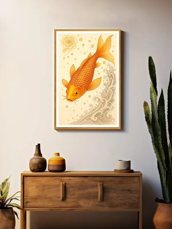 Golden_Koi_with_Waves_Canvas_-_24x36_Box_Fiber_Frame_|_Beige_Minimal_Art_|_Japanese_Style_Fish_Painting_|_Zen_Prosperity_Decor_GOF24360921