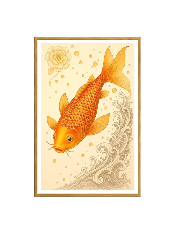 Golden_Koi_with_Waves_Canvas_-_24x36_Box_Fiber_Frame_|_Beige_Minimal_Art_|_Japanese_Style_Fish_Painting_|_Zen_Prosperity_Decor_GOF24360921