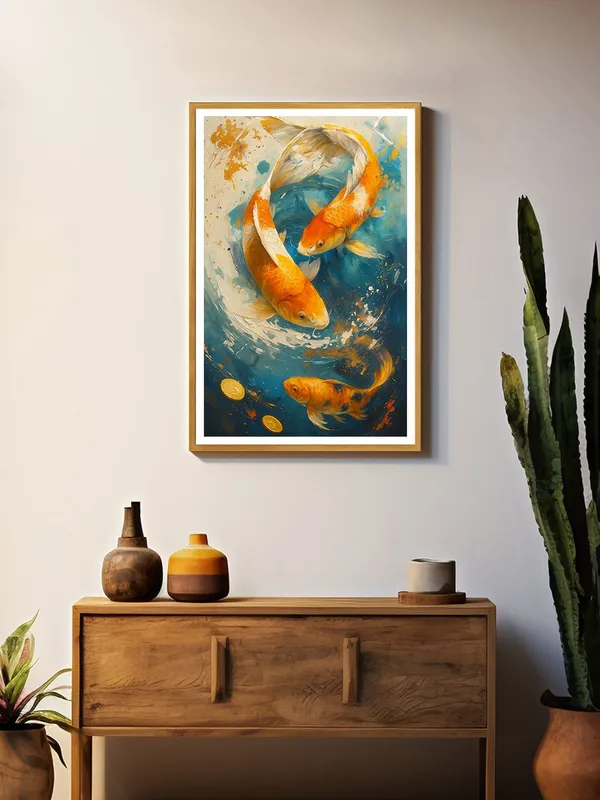 Trio_of_Koi_in_Vortex_with_Gold_Coins_|_Box_Fiber_Canvas_Frame_|_24x36_|_Energetic_Artistic_Wall_Art_GOF24360928