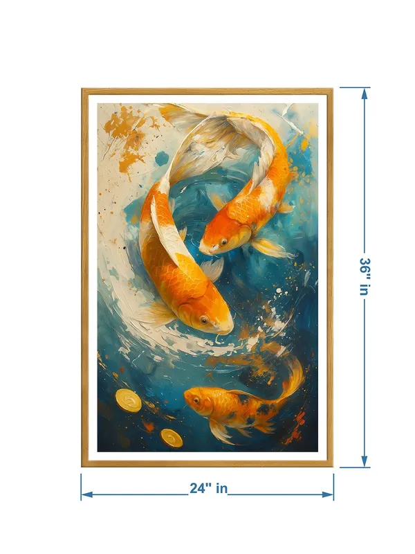 Trio_of_Koi_in_Vortex_with_Gold_Coins_|_Box_Fiber_Canvas_Frame_|_24x36_|_Energetic_Artistic_Wall_Art_GOF24360928