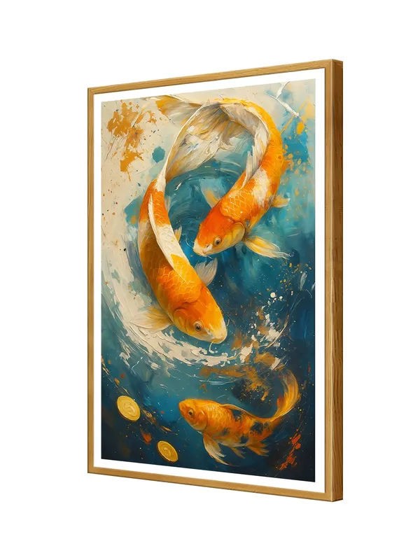Trio_of_Koi_in_Vortex_with_Gold_Coins_|_Box_Fiber_Canvas_Frame_|_24x36_|_Energetic_Artistic_Wall_Art_GOF24360928