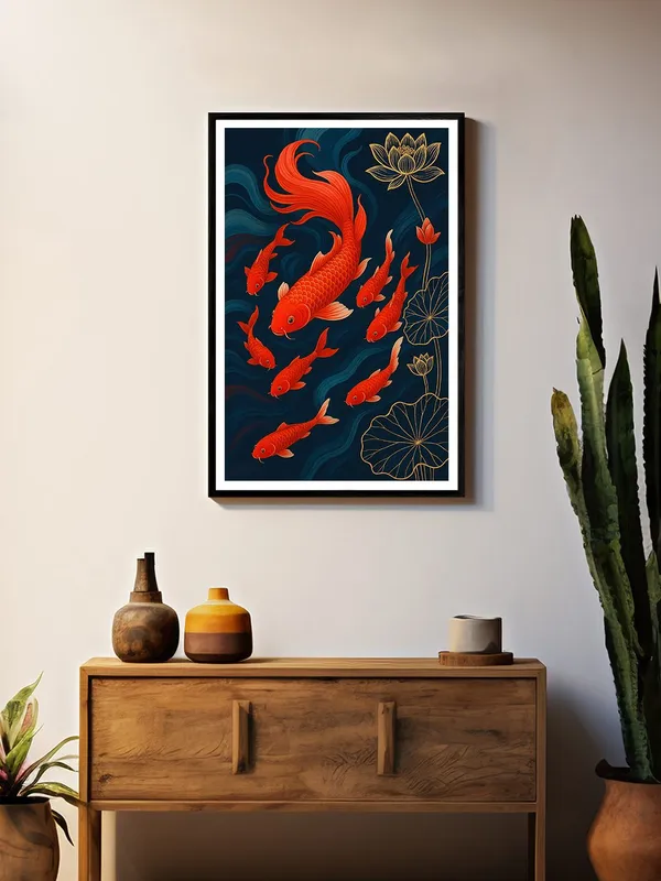 Red_Koi_Family_With_Lotus_|_24X36_Box_Fiber_Canvas_Painting_|_Symbolic_Family_and_Harmony_Wall_Art_for_Home_and_Office_BLF24360875