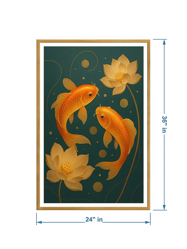 Box_Fiber_Canvas_Painting_Frame_-_Golden_Koi_Fish_with_Lotus_and_Coins_24x36_|_Prosperity_Feng_Shui_Wall_Art_GOF24360860