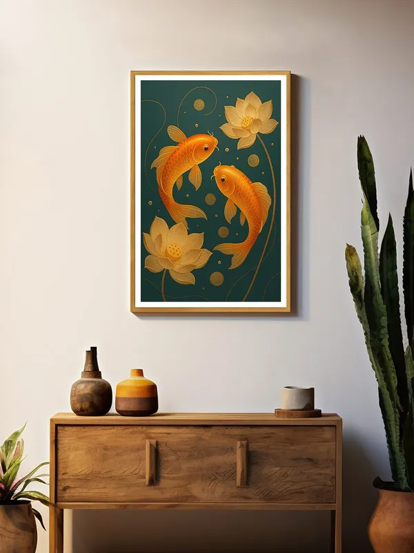 Box_Fiber_Canvas_Painting_Frame_-_Golden_Koi_Fish_with_Lotus_and_Coins_24x36_|_Prosperity_Feng_Shui_Wall_Art_GOF24360860
