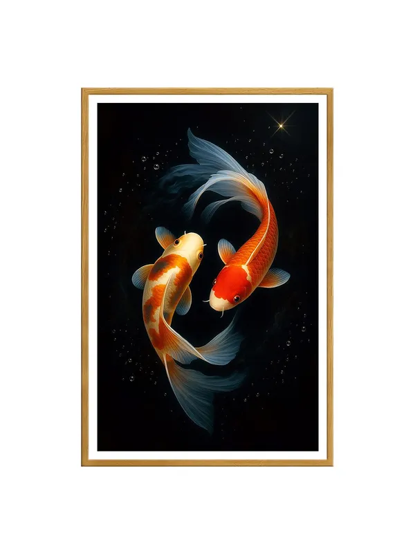 Elegant_Twin_Koi_Gold_&_Red_Box_Fiber_Canvas_Painting_Frame_-_24x36_Inch_|_Harmony_and_Love_Wall_Art_for_Interiors_GOF24360900
