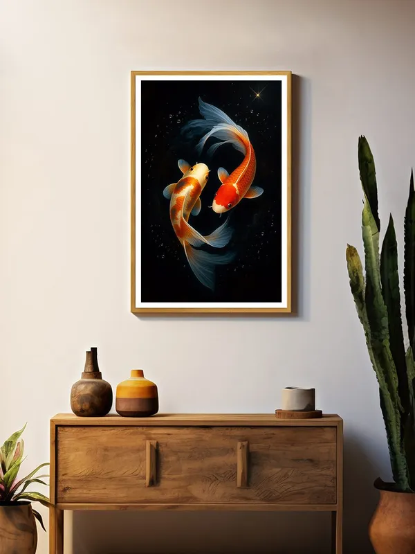 Elegant_Twin_Koi_Gold_&_Red_Box_Fiber_Canvas_Painting_Frame_-_24x36_Inch_|_Harmony_and_Love_Wall_Art_for_Interiors_GOF24360900