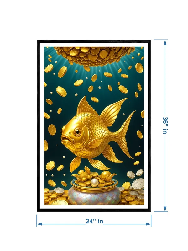Gold_Fish_with_Coins_Canvas_-_24x36_Box_Fiber_Frame_|_Fortune_&_Wealth_Wall_Art_|_Teal_Ocean_Depths_|_Prosperity_Decor_BLF24360922