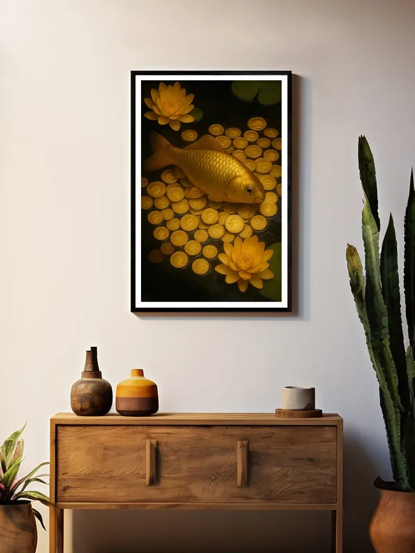 Golden_Koi_and_Coin_Pond_Canvas_Painting_|_24X36_Box_Fiber_Frame_|_Prosperity_Fish_Wall_Art_for_Wealth_Attraction_BLF24360873