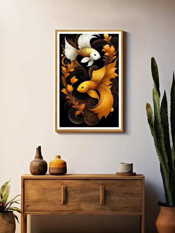 Box_Fiber_Canvas_Painting_Frame_-_Golden_and_White_Koi_Fish_Swirling_Floral_Canvas_24x36_|_Ornamental_Japanese_Decor_GOF24360865