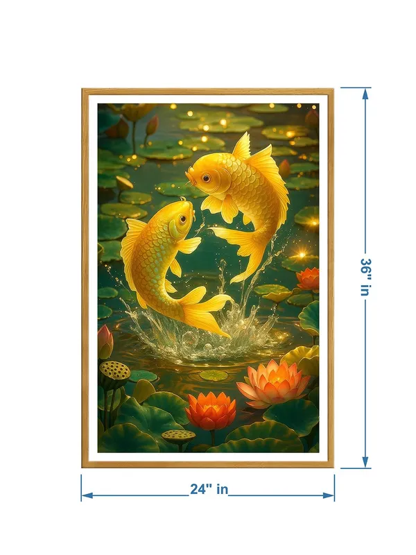 Golden_Koi_Jumping_in_Lotus_Pond_|_Box_Fiber_Canvas_Frame_|_24x36_|_Vibrant_Wealth_&_Harmony_Art_GOF24360942