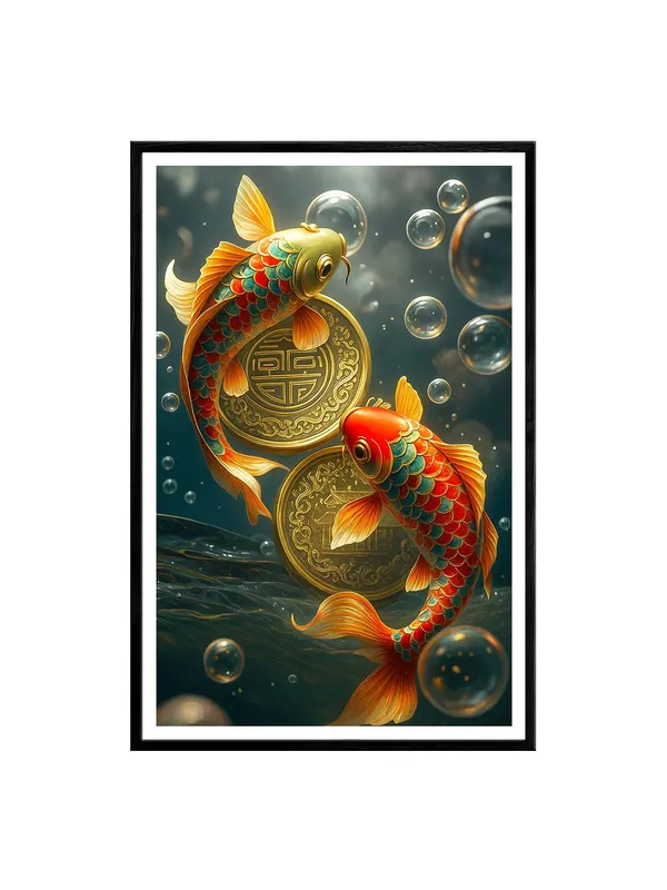Colorful_Koi_Fish_Canvas_Painting_-_Box_Fiber_Frame_24x36_|_Lucky_Coins_&_Bubbles_Artwork_|_Vibrant_Feng_Shui_Decor_|_Prosperity_Symbol_BLF24360902