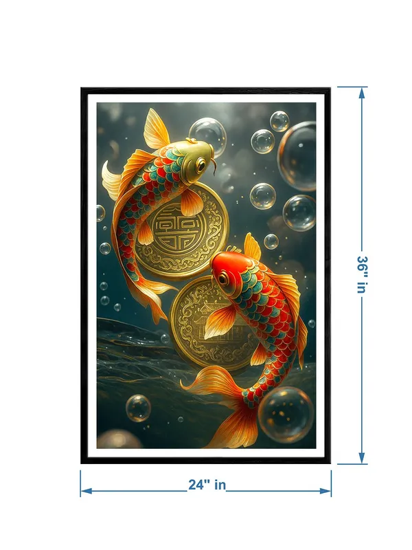 Colorful_Koi_Fish_Canvas_Painting_-_Box_Fiber_Frame_24x36_|_Lucky_Coins_&_Bubbles_Artwork_|_Vibrant_Feng_Shui_Decor_|_Prosperity_Symbol_BLF24360902