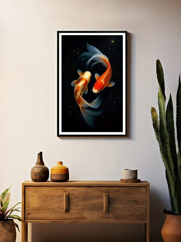 Elegant_Twin_Koi_Gold_&_Red_Box_Fiber_Canvas_Painting_Frame_-_24x36_Inch_|_Harmony_and_Love_Wall_Art_for_Interiors_BLF24360900