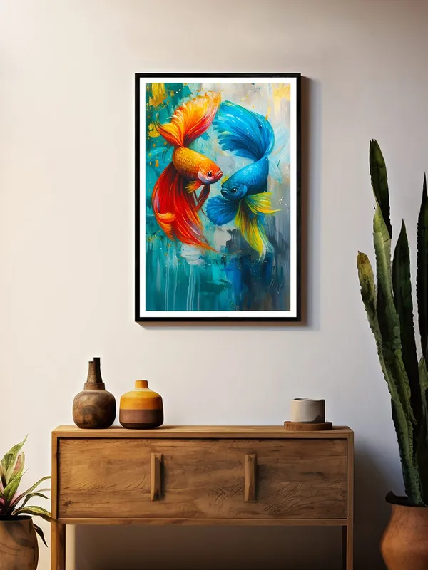 Dual_Betta_Fish_Abstract_Canvas_-_24x36_Box_Fiber_Frame_|_Red_&_Blue_Color_Splash_Painting_|_Energetic_Wall_Art_|_Modern_Aquatic_Decor_BLF24360910