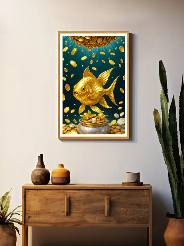 Gold_Fish_with_Coins_Canvas_-_24x36_Box_Fiber_Frame_|_Fortune_&_Wealth_Wall_Art_|_Teal_Ocean_Depths_|_Prosperity_Decor_GOF24360922