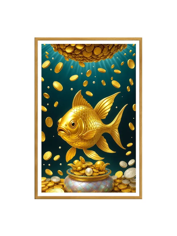 Gold_Fish_with_Coins_Canvas_-_24x36_Box_Fiber_Frame_|_Fortune_&_Wealth_Wall_Art_|_Teal_Ocean_Depths_|_Prosperity_Decor_GOF24360922