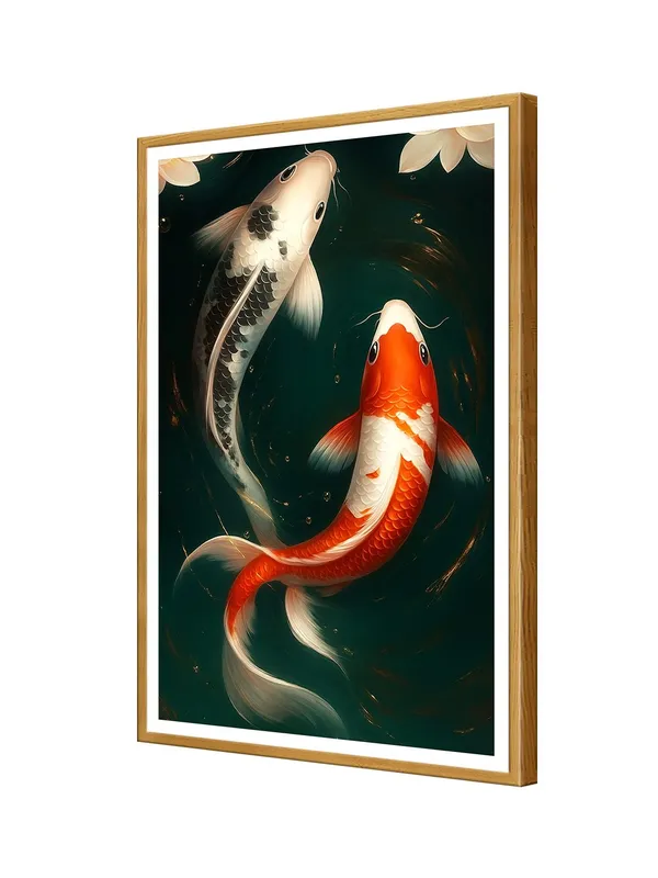 Yin_Yang_Koi_Fish_Canvas_-_24x36_Box_Fiber_Painting_|_Red_&_Black_Harmony_Wall_Art_|_Lotus_Petal_Accent_|_Spiritual_Zen_Decor_GOF24360917