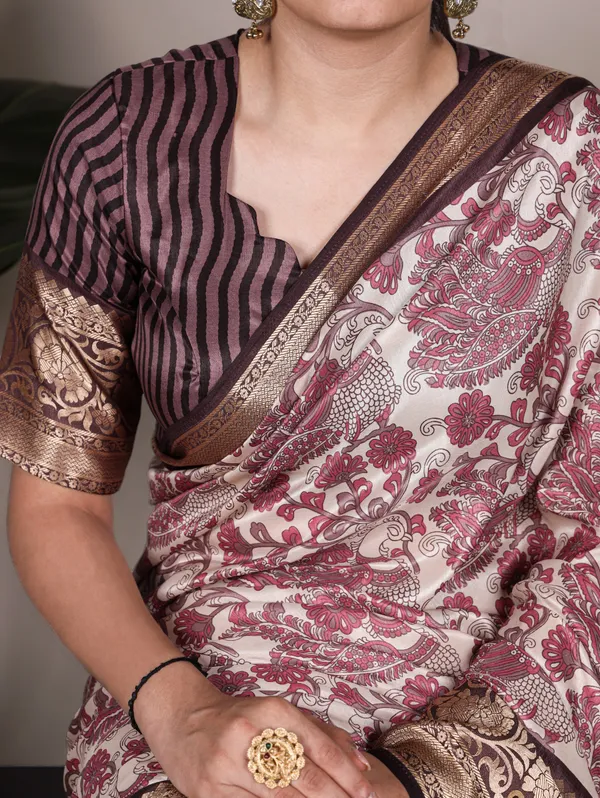 Pink_Satin_Saree_With_Blouse_For_Women