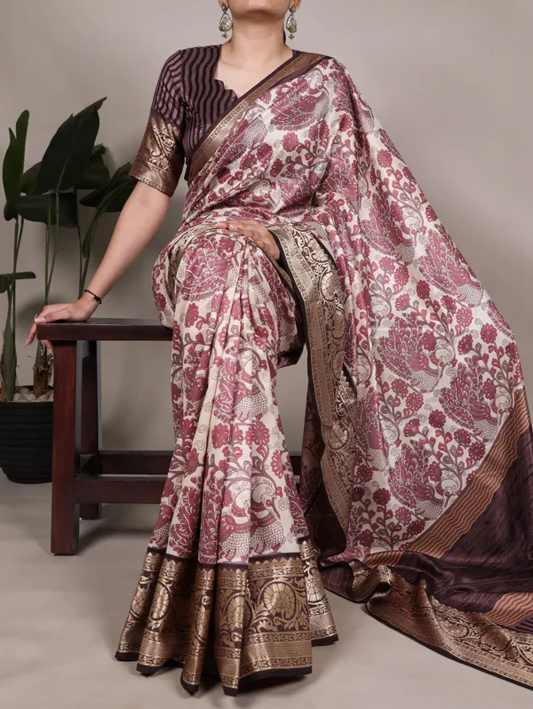 Pink_Satin_Saree_With_Blouse_For_Women