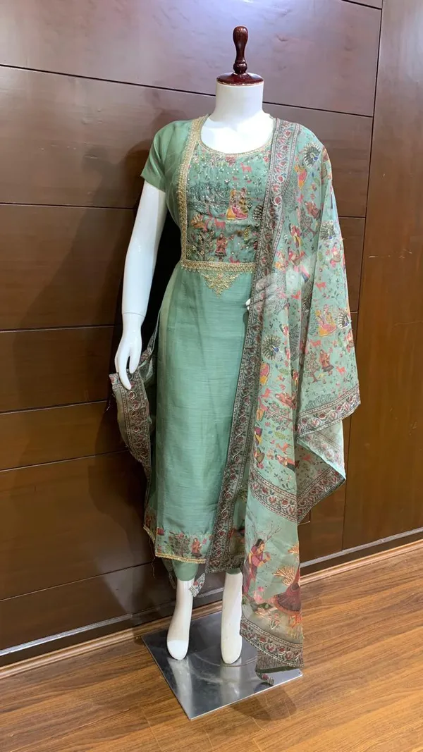 Sea_Green_Chanderi_Premium_&_Elegant_Traditional_Unstich_Suit_For_Women