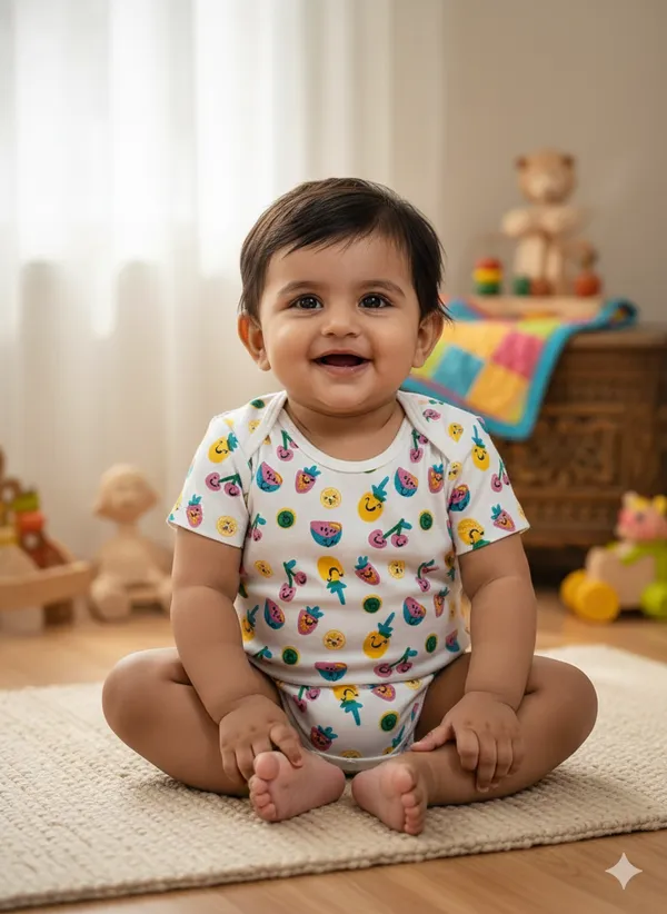 Multicolor_Pure_Organic_Cotton_Baby_Romper_(Small_Fruits)