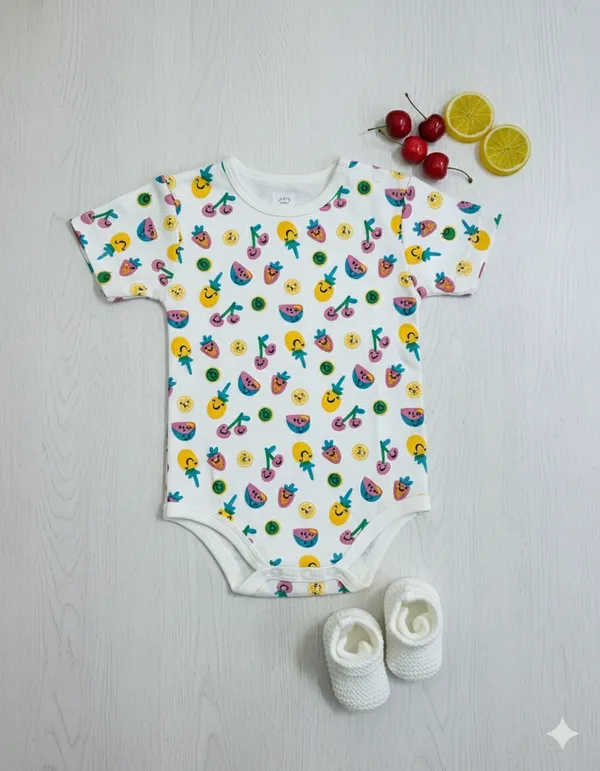 Multicolor_Pure_Organic_Cotton_Baby_Romper_(Small_Fruits)