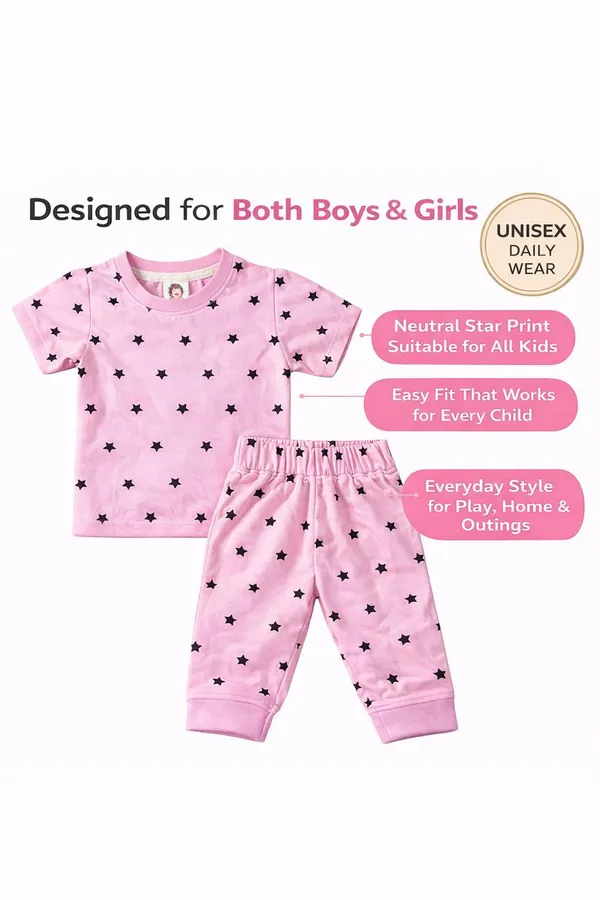 TinyChuckles_Star_Co-ord_Set_|_Soft_Cotton_Tee_&_Pajama_|_Unisex_Kids_Nightwear_&_Home_Wear