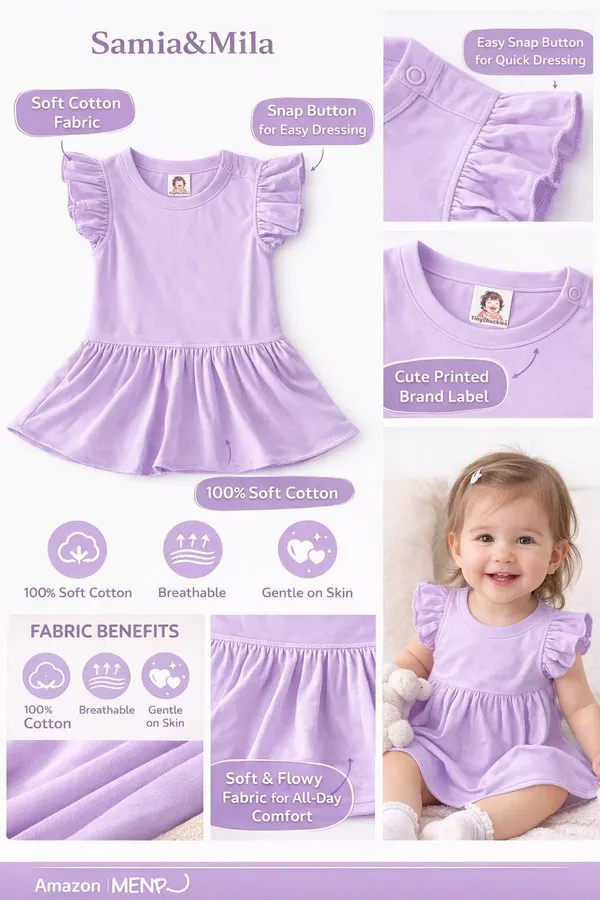 TinyChuckles_|_Lavender_Breeze_Cotton_Dress_for_Girls_|_100%_Soft_Cotton_|_Ultrasoft,_Breathable_Dress.
