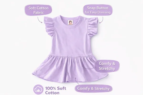 TinyChuckles_|_Lavender_Breeze_Cotton_Dress_for_Girls_|_100%_Soft_Cotton_|_Ultrasoft,_Breathable_Dress.