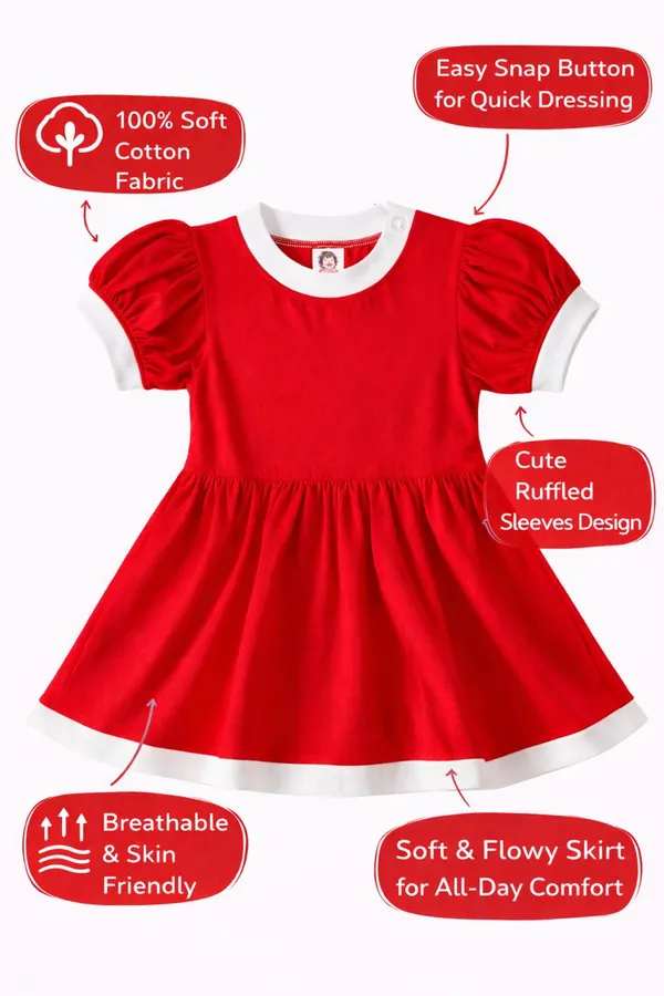 TinyChuckles_|_Ruby_Bloom_Cotton_Dress_for_Girls_|_100%_Soft_Cotton_|_Ultrasoft,_Breathable_Dress