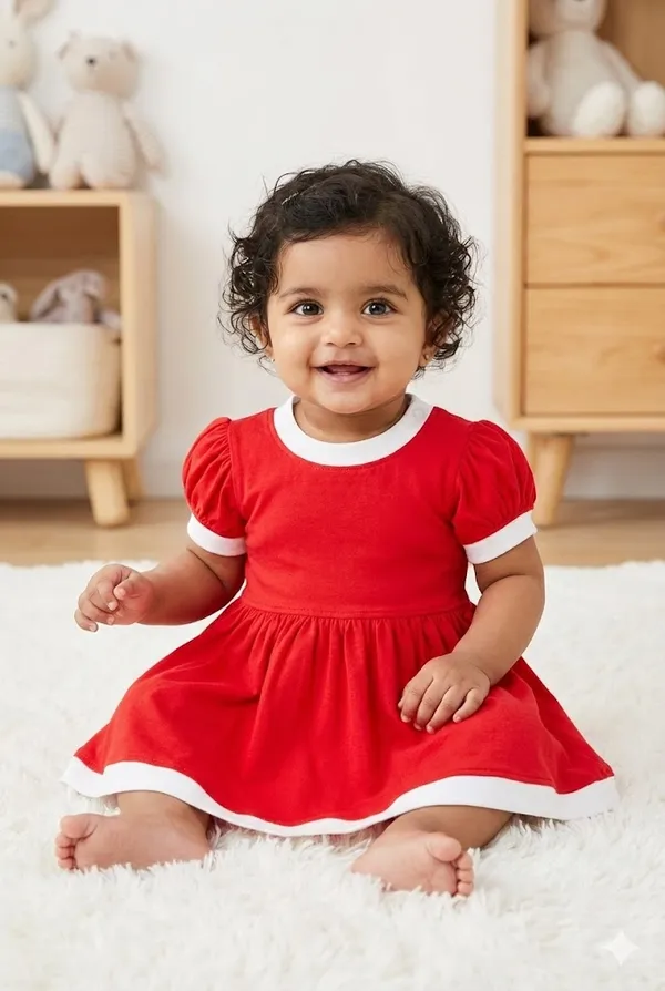 TinyChuckles_|_Ruby_Bloom_Cotton_Dress_for_Girls_|_100%_Soft_Cotton_|_Ultrasoft,_Breathable_Dress
