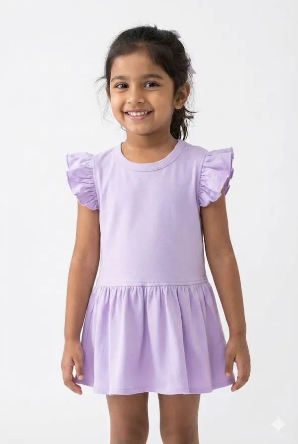 TinyChuckles_|_Lavender_Breeze_Cotton_Dress_for_Girls_|_100%_Soft_Cotton_|_Ultrasoft,_Breathable_Dress.
