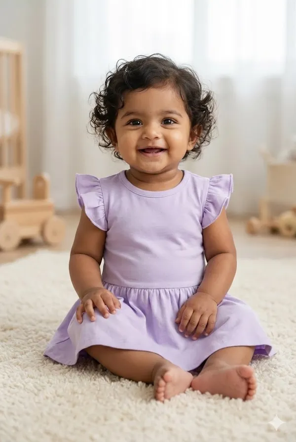 TinyChuckles_|_Lavender_Breeze_Cotton_Dress_for_Girls_|_100%_Soft_Cotton_|_Ultrasoft,_Breathable_Dress.