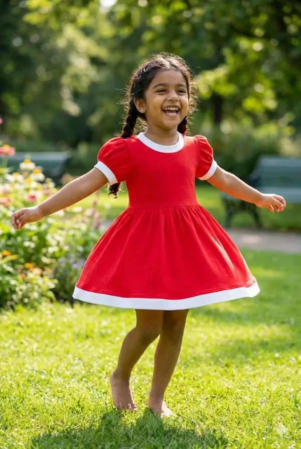 TinyChuckles_|_Ruby_Bloom_Cotton_Dress_for_Girls_|_100%_Soft_Cotton_|_Ultrasoft,_Breathable_Dress