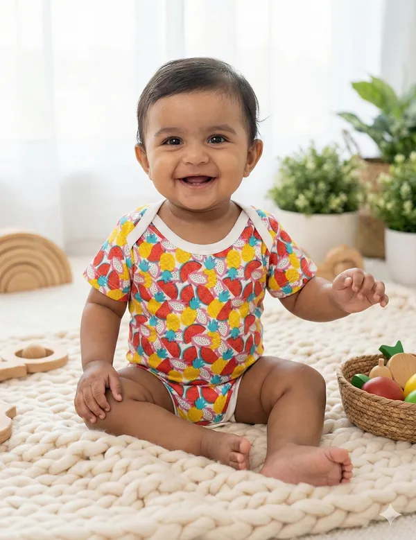Multicolor_Pure_Organic_Cotton_Baby_Romper_(Large_Fruits)