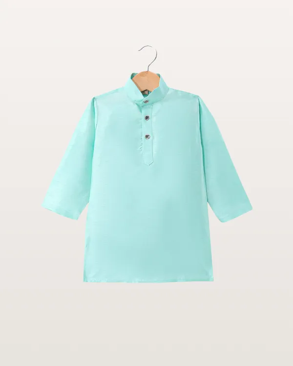 Mint_Blue_Kurta_&_Pyjama_With_Embroidered_Jacket_Set_For_Kids
