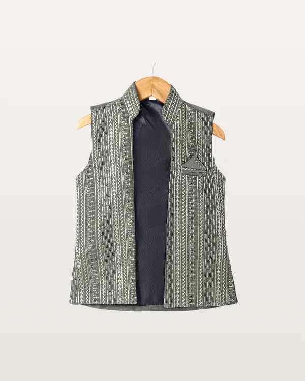 Dark_Green_Kurta_&_Pyjama_With_Jacket_Set_For_Kids