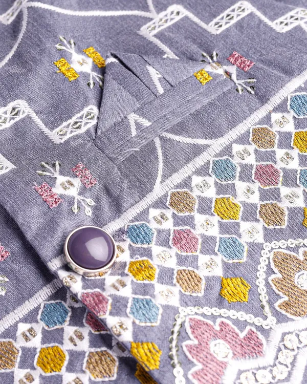 Lavender_Kurta_&_Pyjama_With_Embroidered_Jacket_Set_For_Kids