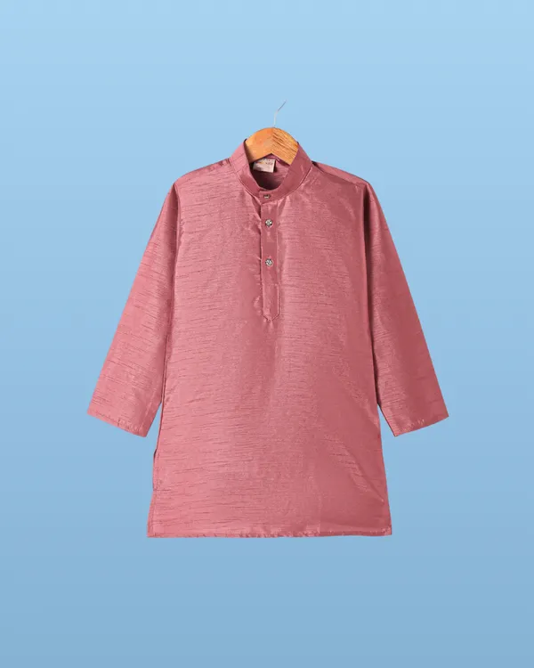 Pink_Kurta_&_Pyjama_With_Self-Embroidered_Jacket_Set_For_Kids