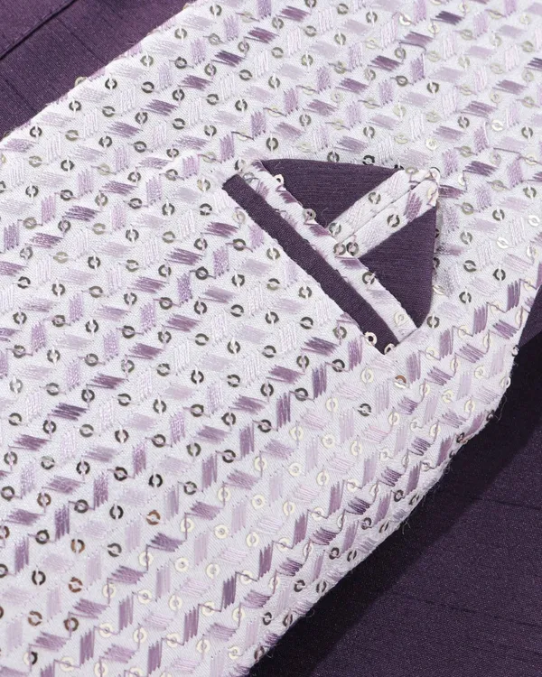 Purple_Kurta_&_Pyjama_With_Sequined_Jacket_Set_For_Kids