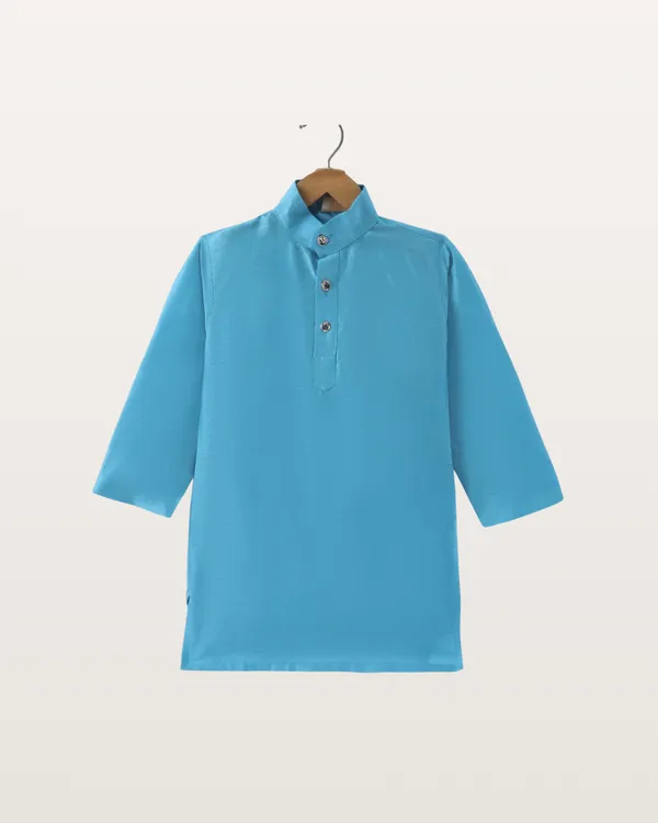 Light_Blue_Kurta_&_Pyjama_With_Geometric_Jacket_Set_For_Kids