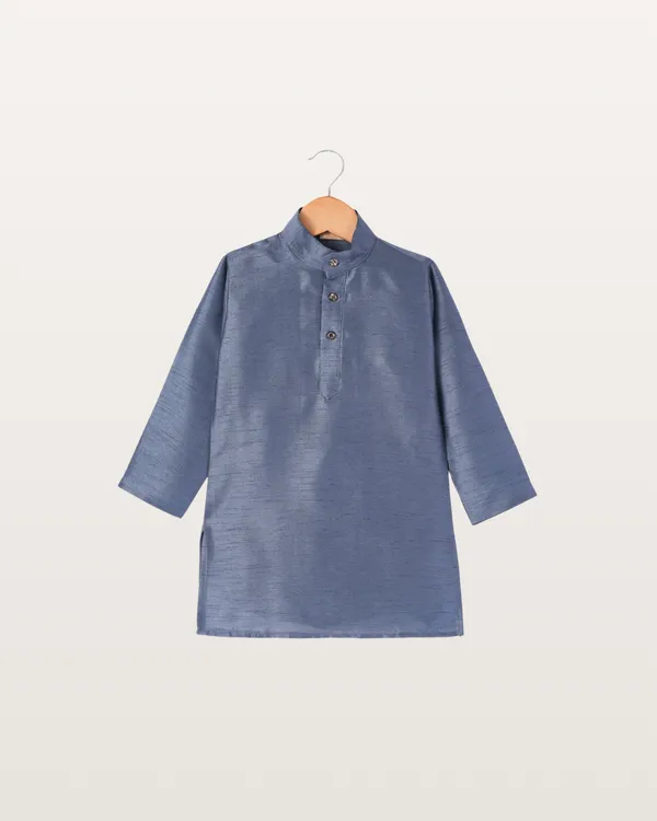 Blue_Kurta_&_Pyjama_With_Tone-on-Tone_Embroidered_Jacket_Set_For_Kids