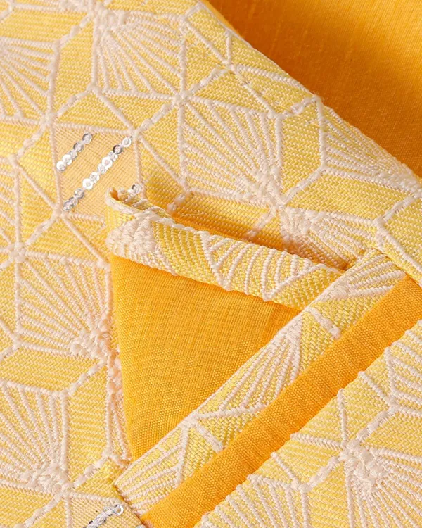 Yellow_Kurta_&_Pyjama_With_Woven_Jacket_Set_For_Kids
