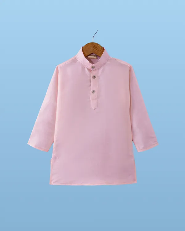 Pink_Kurta_&_Pyjama_With_Woven_Jacket_Set_For_Kids