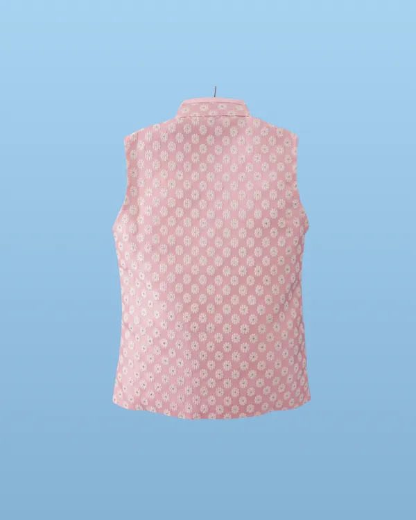 Pink_Kurta_&_Pyjama_With_Woven_Jacket_Set_For_Kids