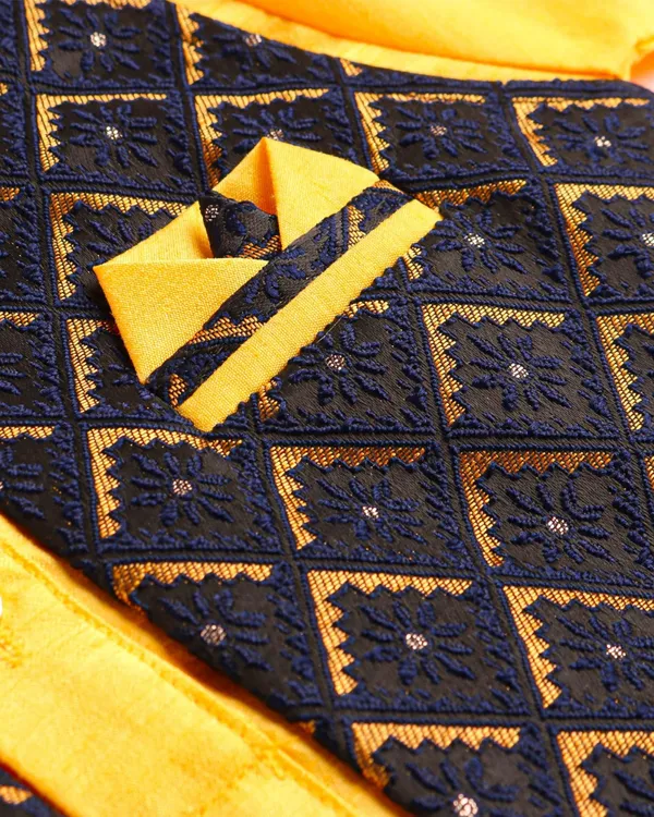 Bright_Yellow_Kurta_&_Pyjama_With_Diamond_Pattern_Embroidered_Jacket_Set_For_Kids