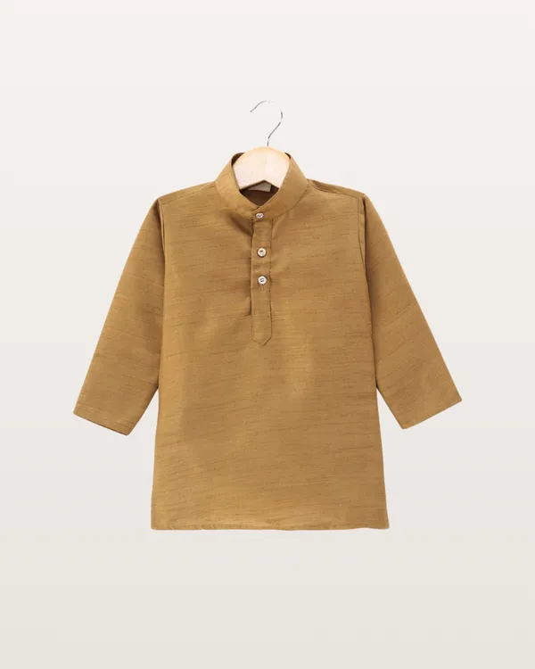 Tan_Kurta_&_Pyjama_With_Navy_Jacket_Set_For_Kids
