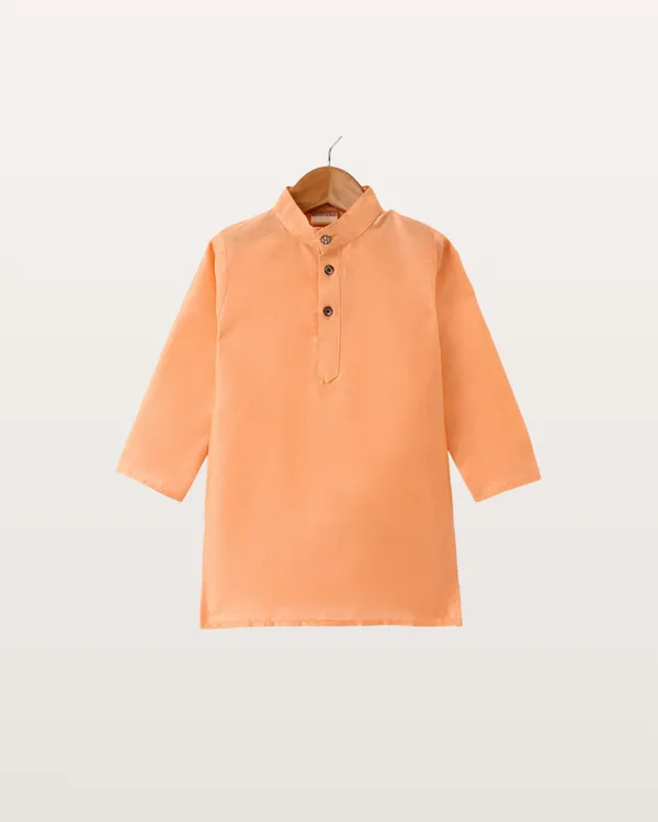 Peach_Kurta_&_Pyjama_With_Floral_Jacket_Set_For_Kids