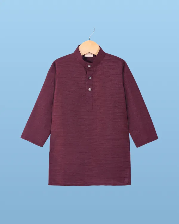 Maroon_Kurta_&_Pyjama_With_Geometric_Pattern_Embroidered_Jacket_Set_For_Kids